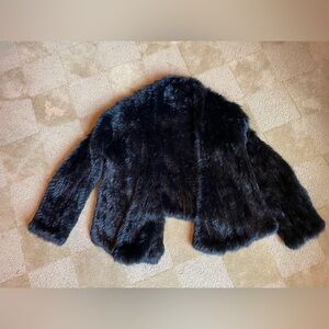 Luxurious Black Faux Fur Coat S